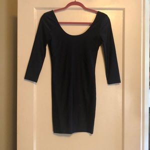 navy blue body-con mini dress